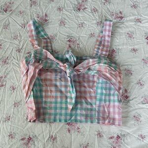 🌲Colorful pastel Gingham crop top🌲